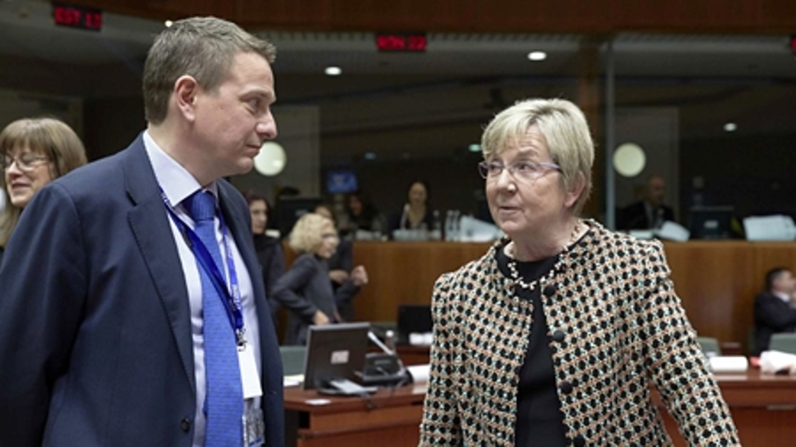 Kulturminister Marianne Jelved (R) under tirsdagens Rådsmøde i Bruxelles.