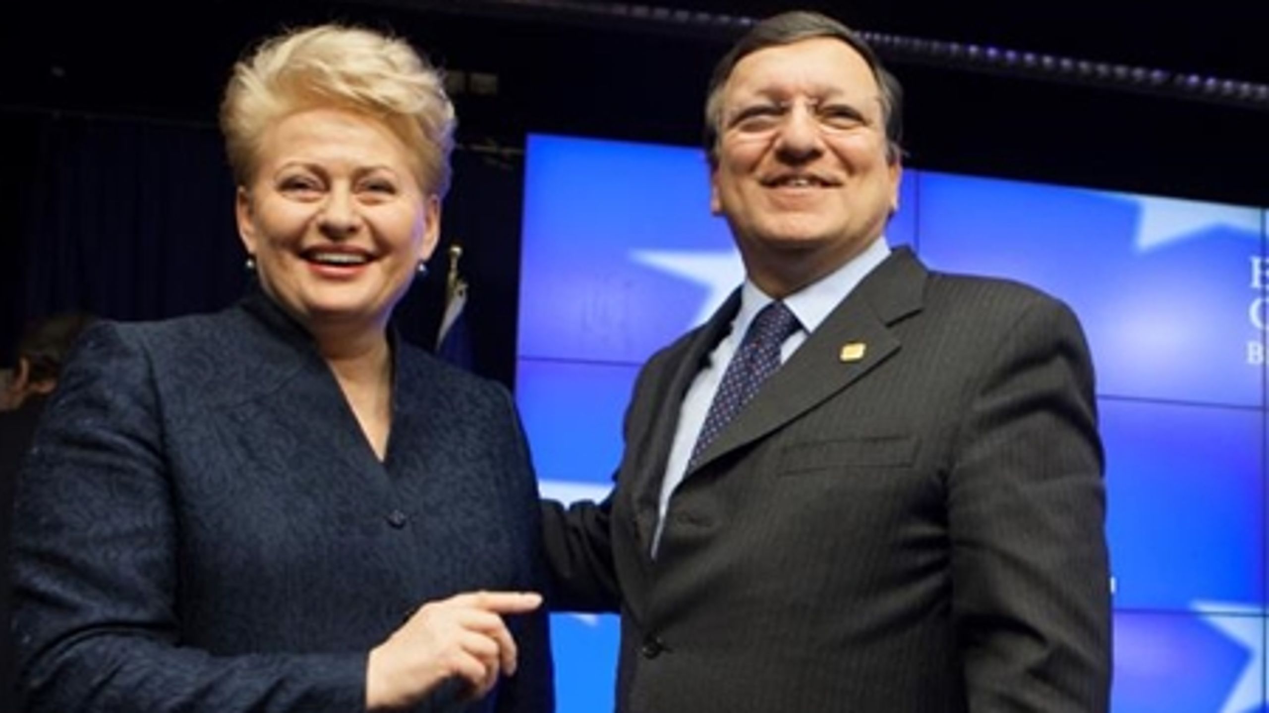 Litauens præsident Dalia Grybauskaite i selskab med EU-Kommissionens formand José Manuel Barroso under topmøde i december 2013.