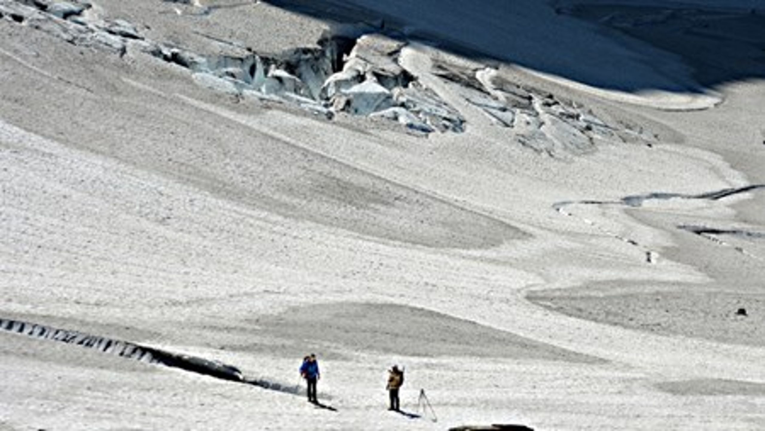 Researchere fra U.S. Geological Survey undersøger, hvordan og hvor meget de stigende temperaturer har påvirket Grinnel-gletsjeren i Glacier National Park i staten Montana.&nbsp;