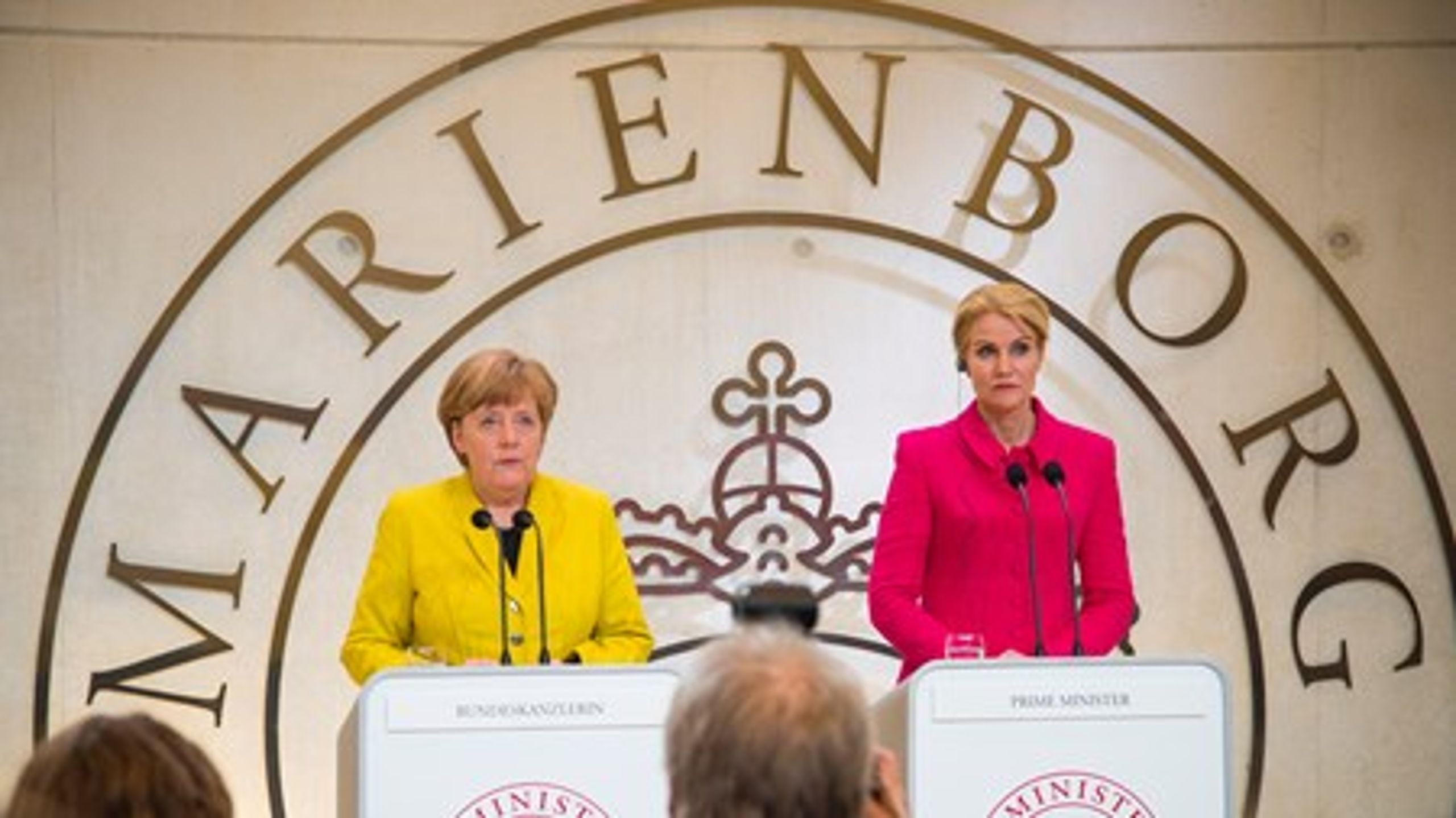 Angela Merkel og Helle Thorning-Schmidt brugte størstedelen af&nbsp;tirsdagens pressemøde på at tale om Femern-forbindelsen.&nbsp;