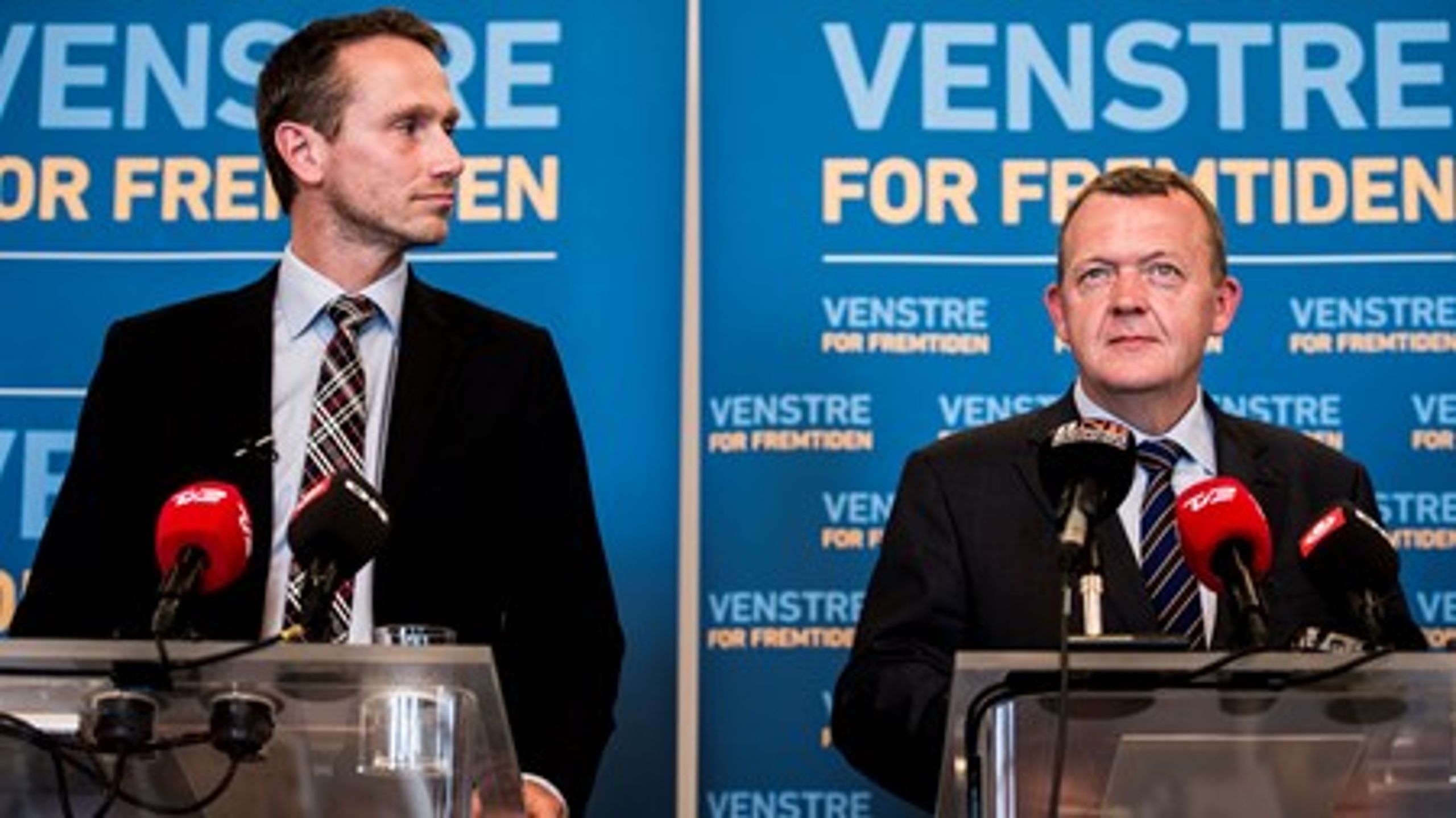 V-formand og statsminister Lars Løkke Rasmussen og næstformand og udenrigsminister Kristian Jensen.&nbsp;