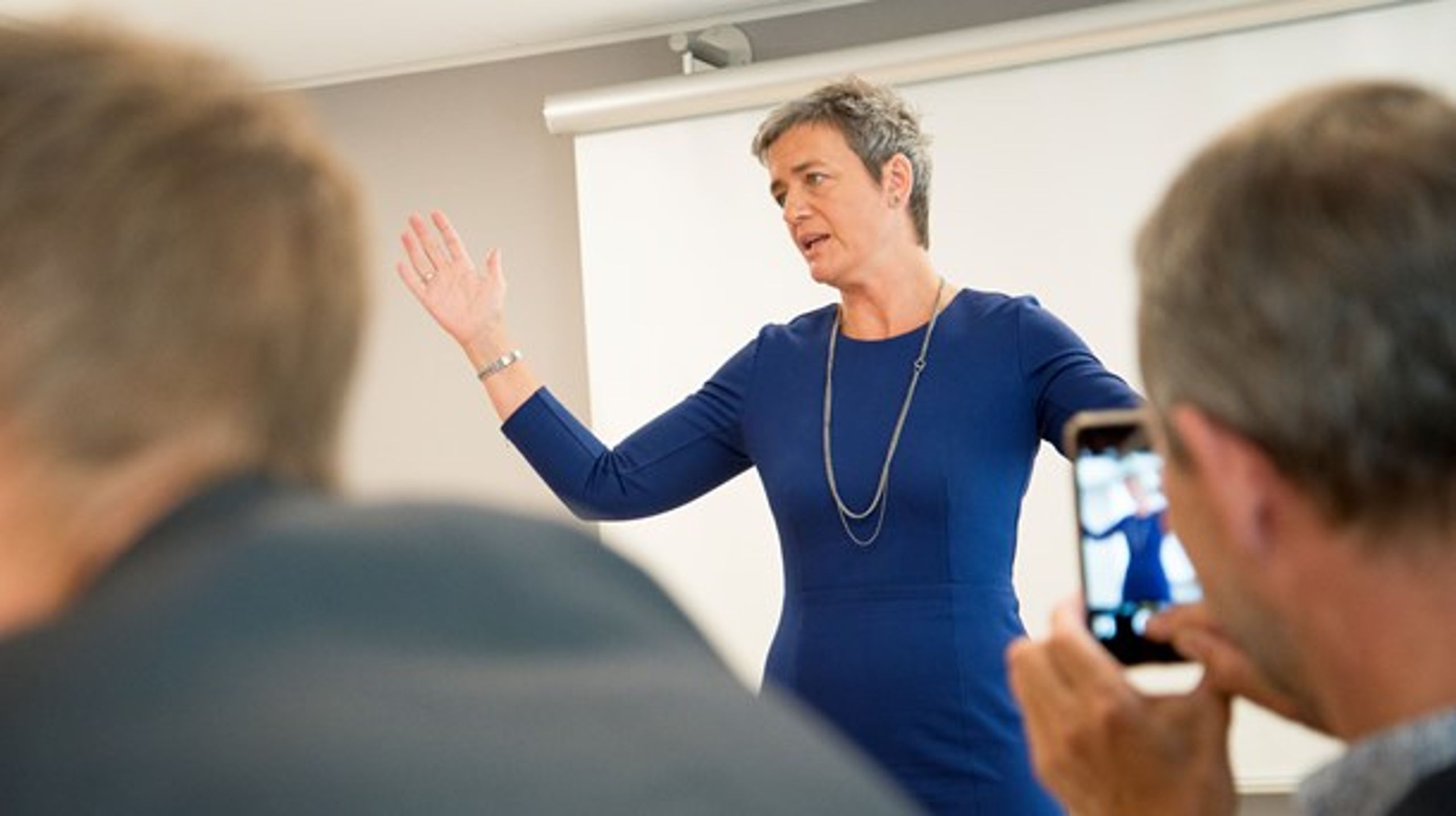 EU's konkurrencekommissær, Margrethe Vestager, under 'formiddagsmøde' fredag 2. september 2016&nbsp;i Altingets lokaler på Ny Kongensgade.