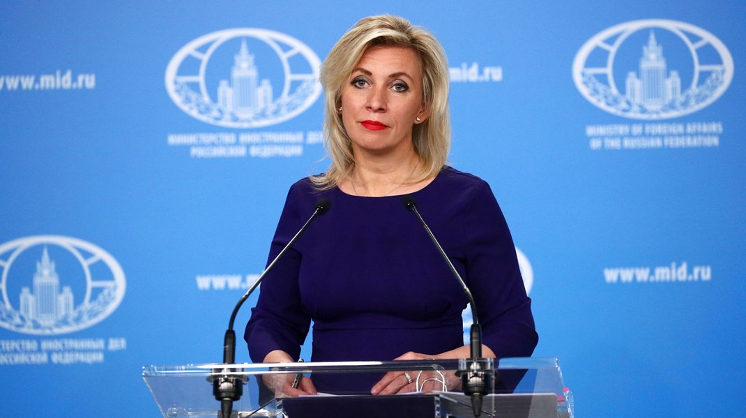 Det russiske udenrigsministeriums talskvinde Maria Zakharova.