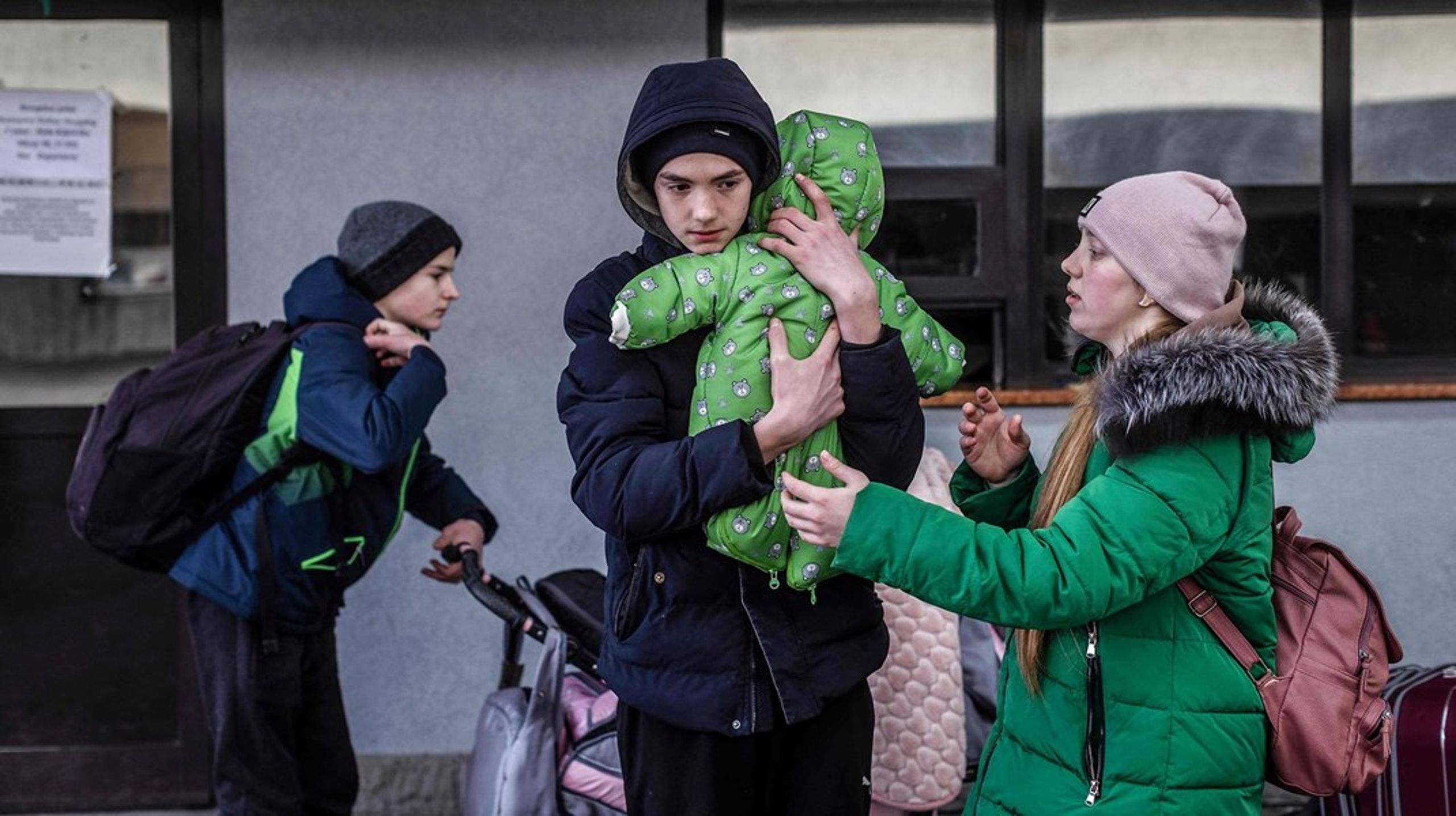 Ukrainske flygtninge ved den polske grænse 2. marts.
