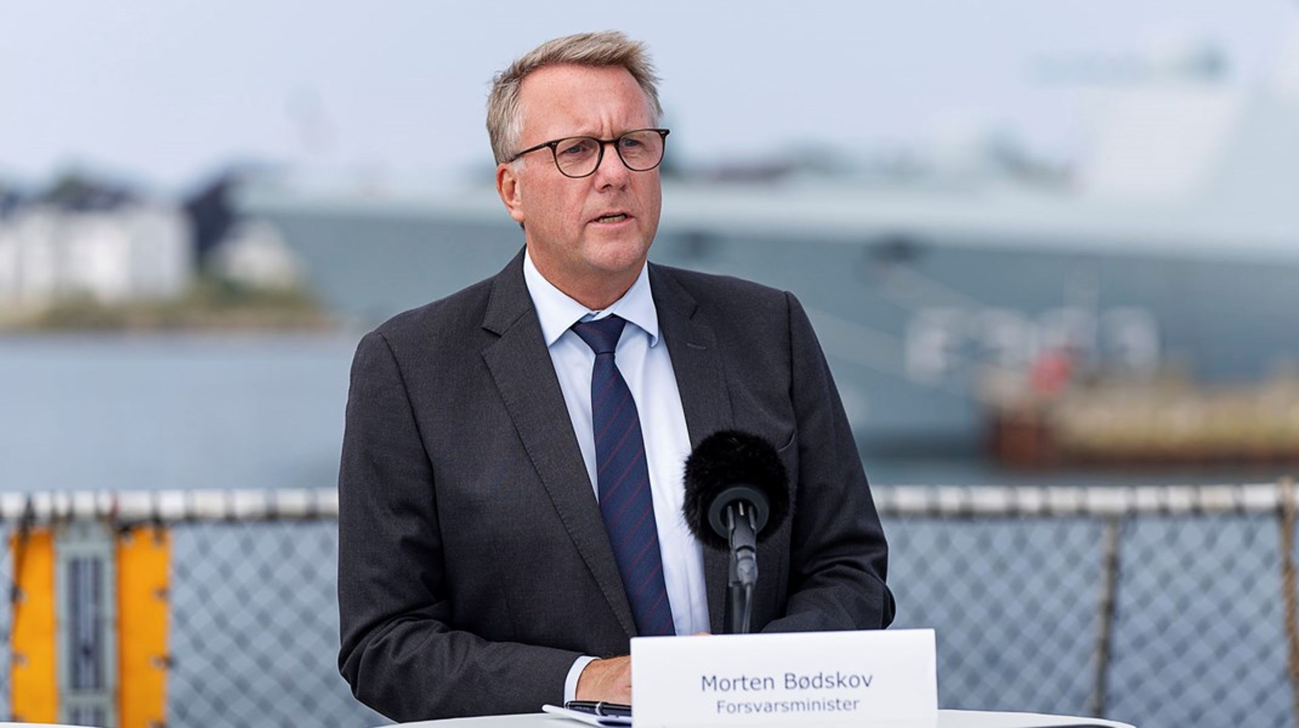 Forsvarsminister Morten Bødskov ved præsentationen i august af det partnerskab, der skal bane vejen for, at Søværnets kommende krigsskibe kan bygges i Danmark.