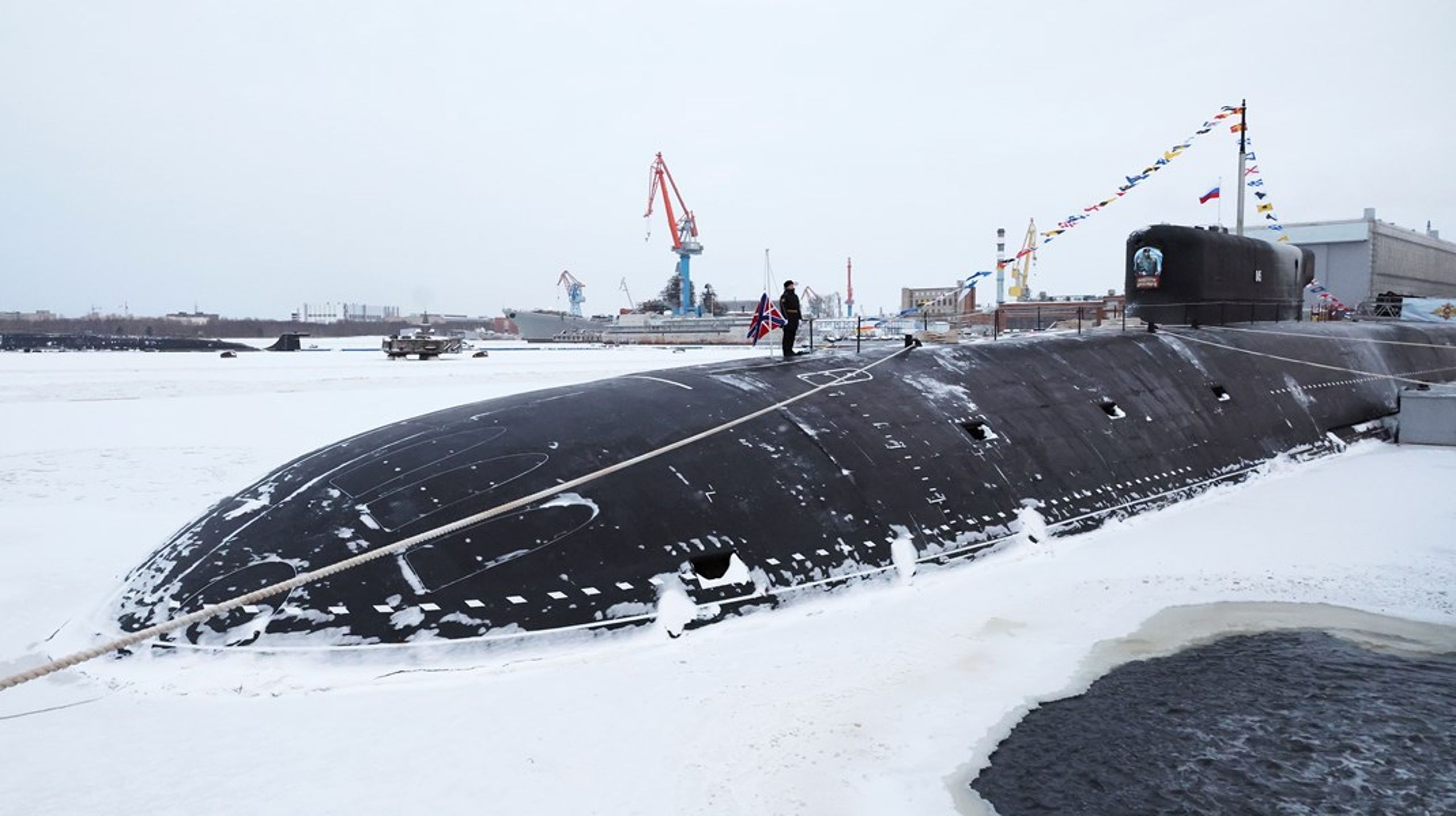 Nybygget atomubåd opkaldt efter kejser Aleksander 3. ved et værft i byen&nbsp;Severodvinsk i det nordvestlige Rusland.&nbsp;