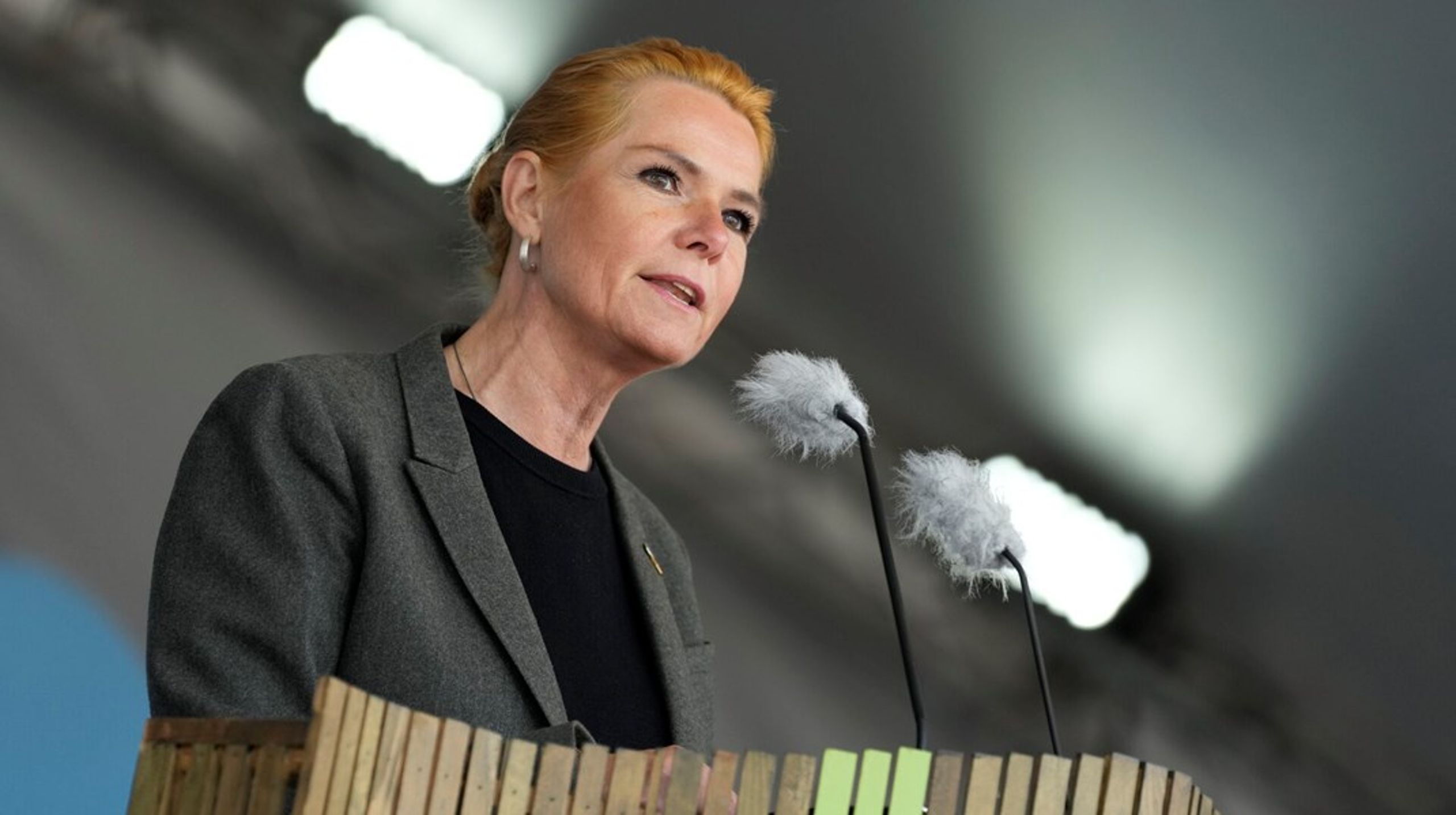 Inger Støjberg var den første partileder, der holdt tale på årets folkemøde i Allinge.