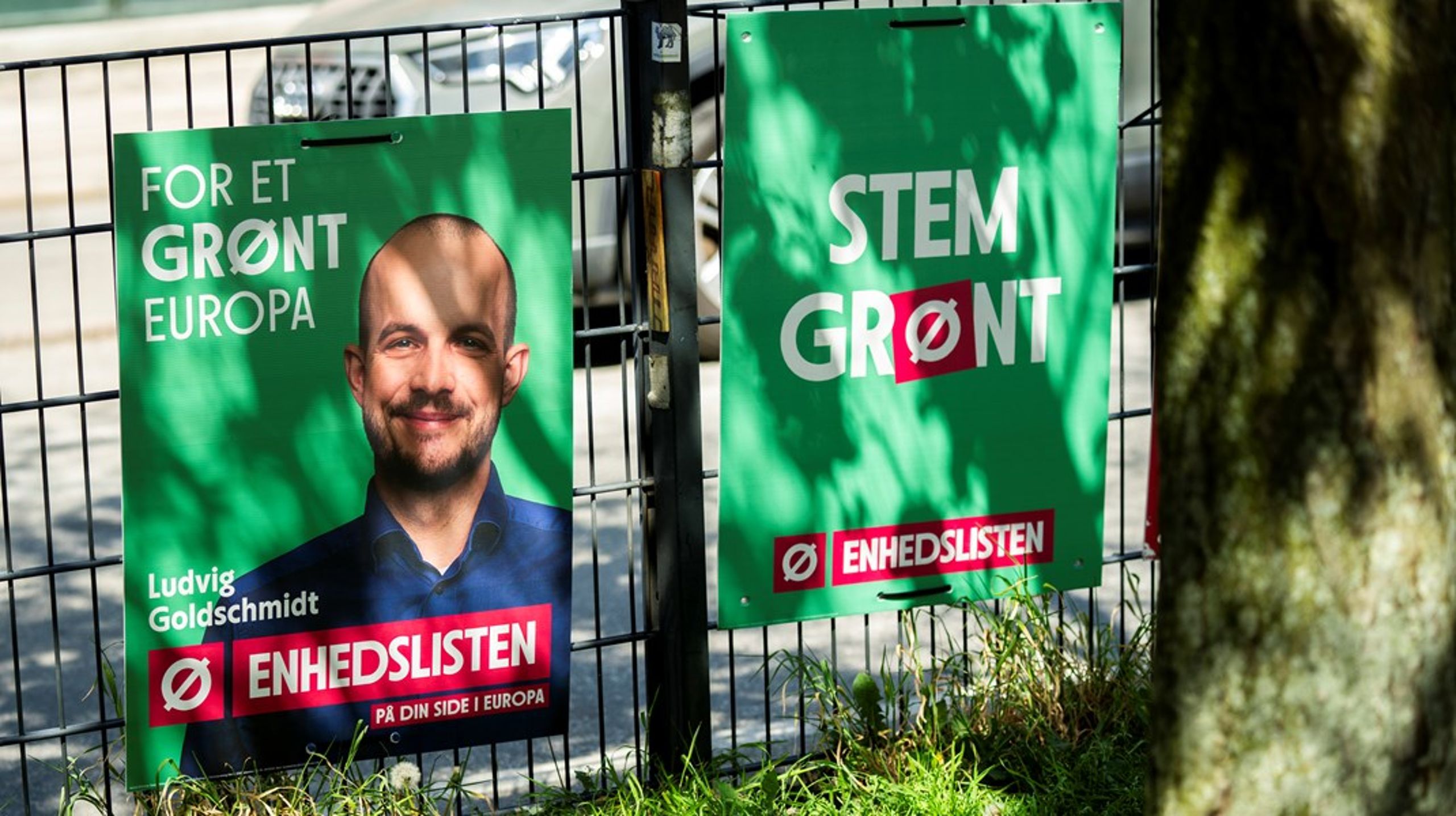 Et af de mest slående eksempler på forskellen mellem politikere og virksomheder er brugen af ord som "bæredygtig" og "grøn", skriver Anna Ebbesen. Ved Europaparlamentsvalget i juni stod de ord på flere valgplakater, som det ses på en plakat fra Enhedslisten.