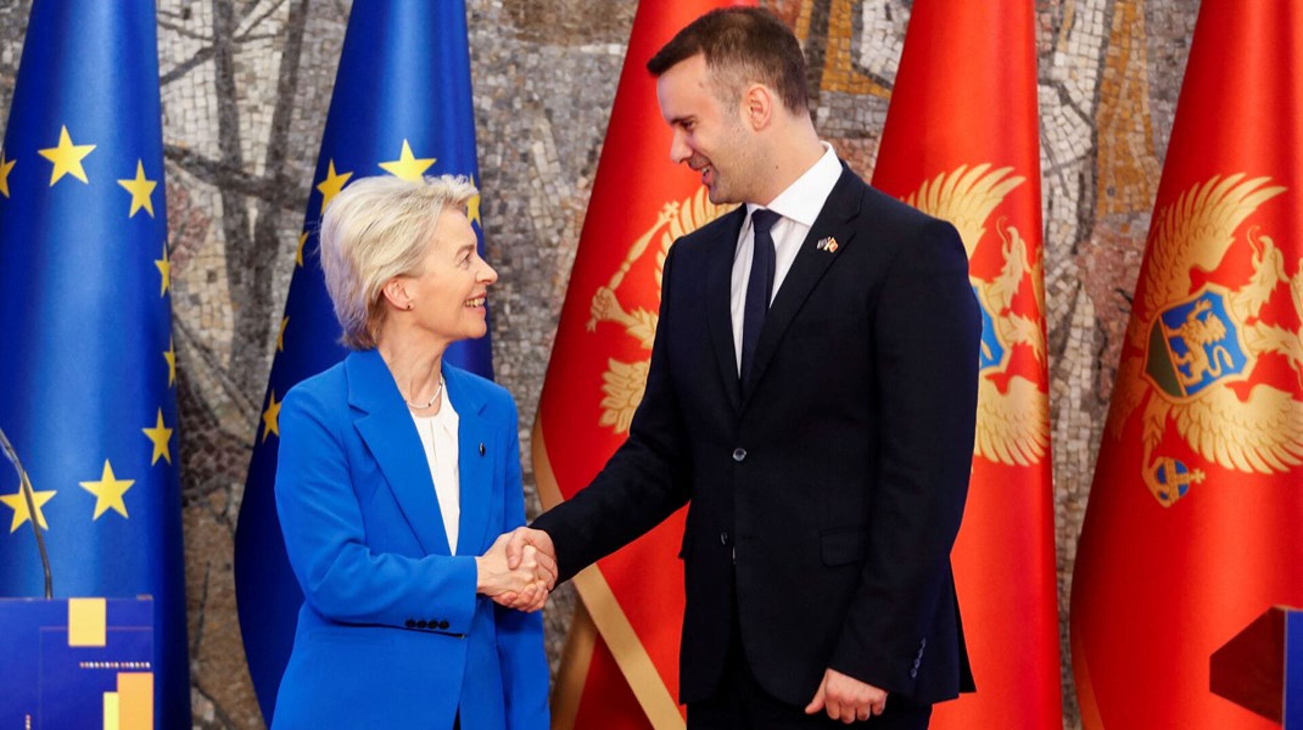 Kommissionsformand Ursula von der Leyen var i weekenden i Montenegro for blandt andre at møde premierminister Milojko Spajic. Han er én af dem, der forventes at få ros for sine fremskridt&nbsp;i de udvidelsesrapporter for håbefulde EU-kandidater, som EU-Kommissionen vil præsentere onsdag.